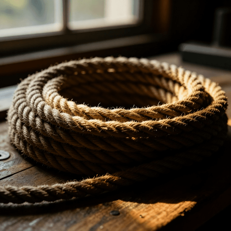 Making Rope on a Ropemaking Machine — Twisted Three-Strand Hemp Rope
