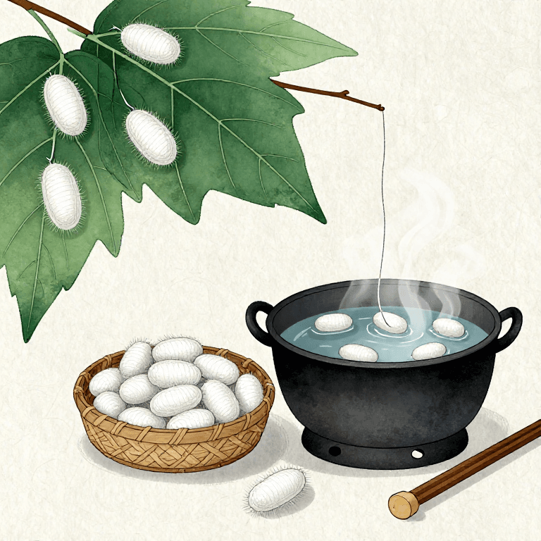Silkworm Cocoon Harvesting and Silk Reeling Preparation — From Sericulture to Raw Silk Material