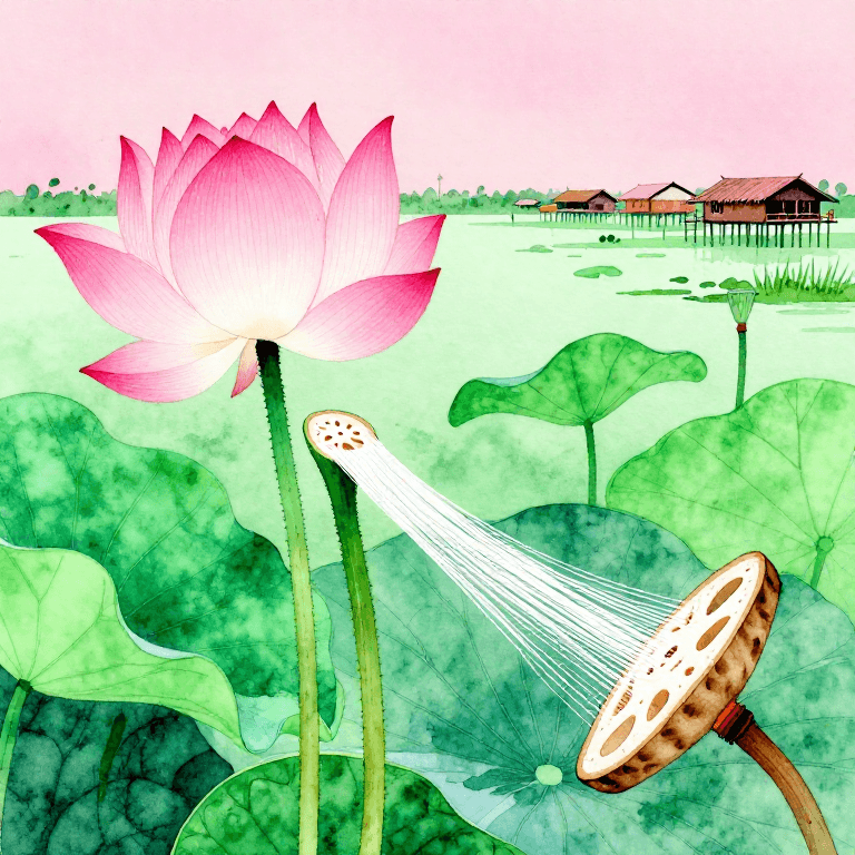 ការដកសរសៃសូត្រផ្កាឈូក — ពីដើមឈូកដល់អំបោហសូត្រ