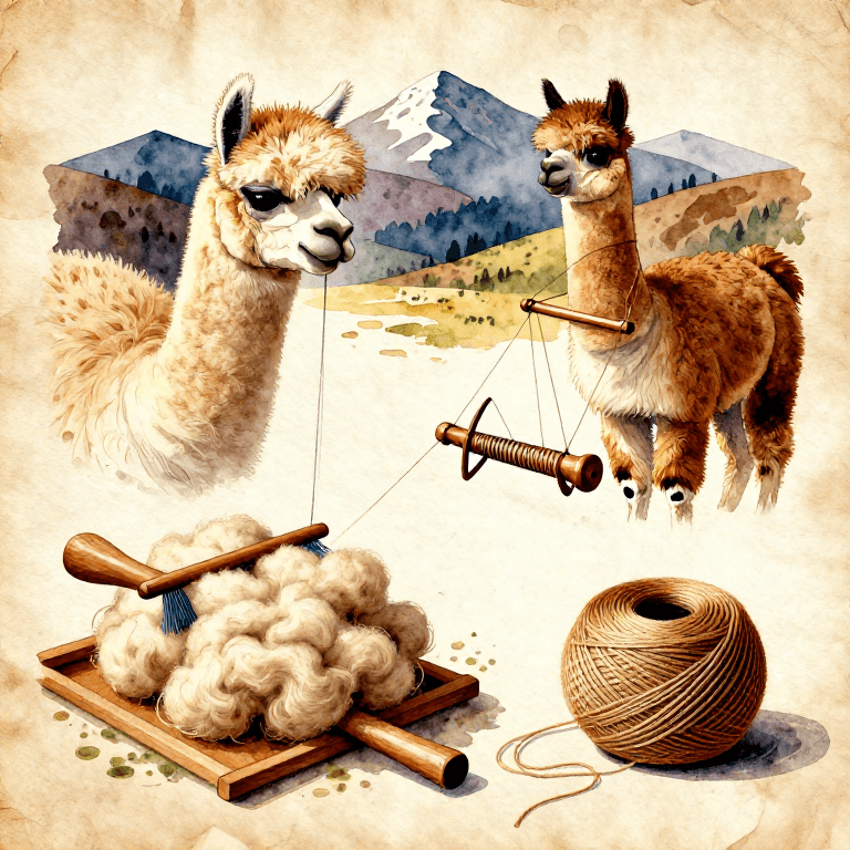 Da Fibra de Alpaca ao Fio — Lavagem, Cardagem e Fiação