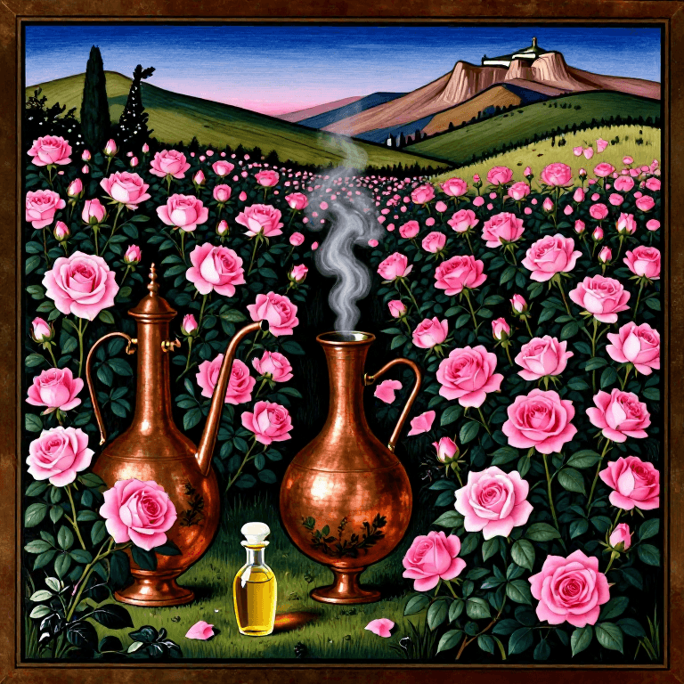 Gül Yağı (Rose Otto) Damıtma — Isparta'da Rosa damascena