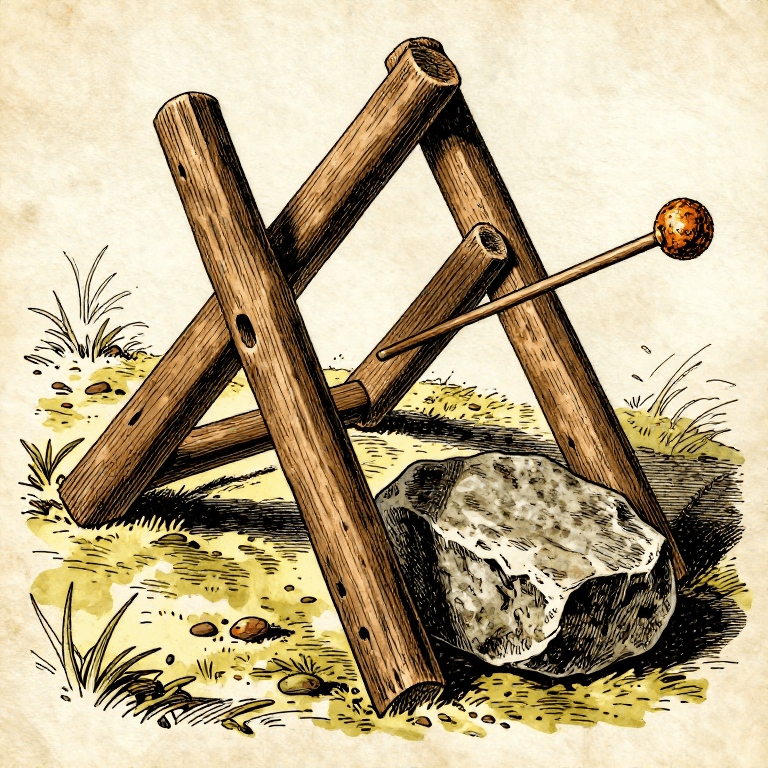 Building a Figure-4 Deadfall Trap — Stone Weight Trigger Mechanism