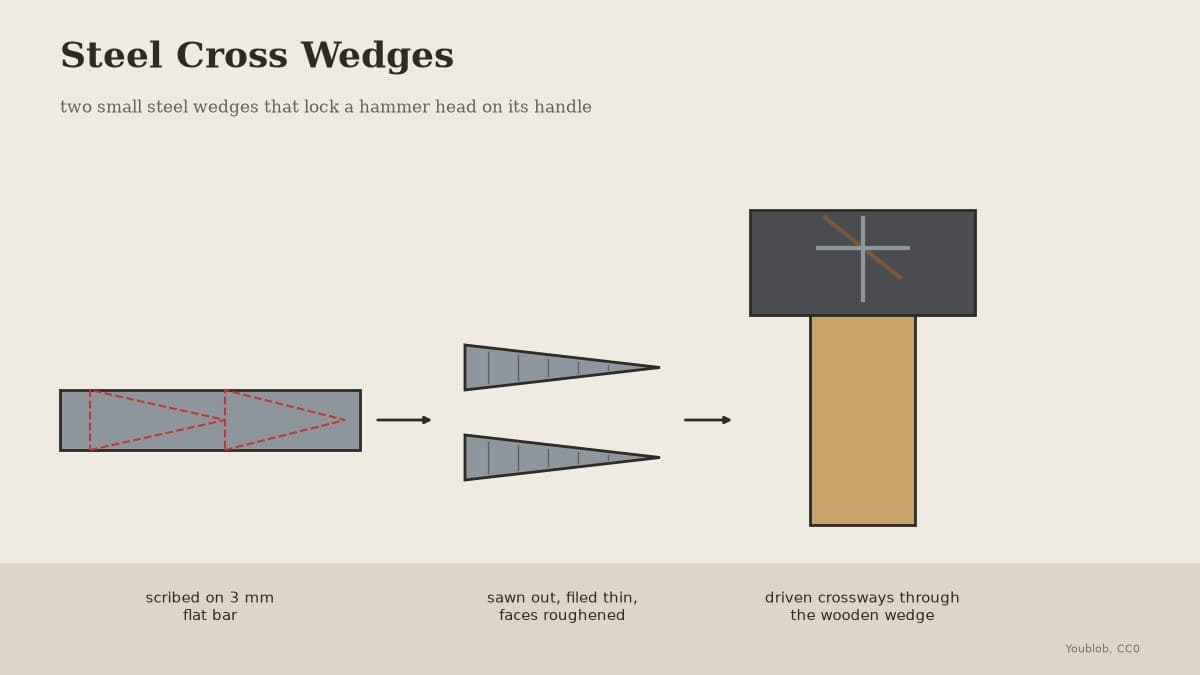 Steel Cross Wedges for a Hammer Handle, Cut from Flat Bar