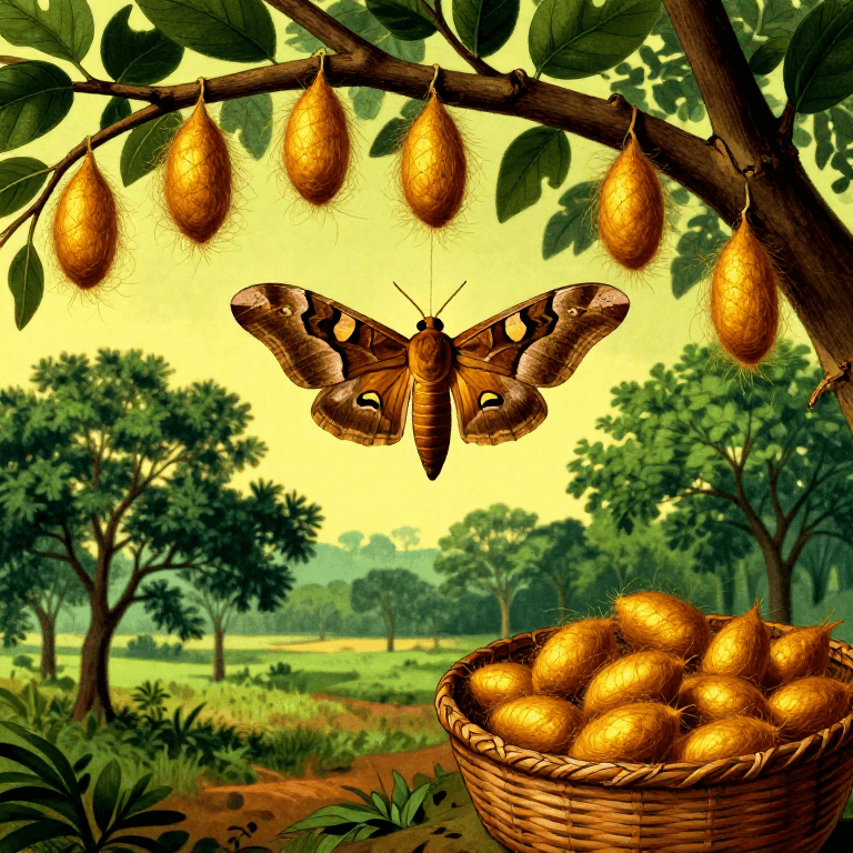 ତସର ରେଶମ କୋକୁନ ସଂଗ୍ରହ — ଓଡ଼ିଶାର ବନ୍ୟ ରେଶମ