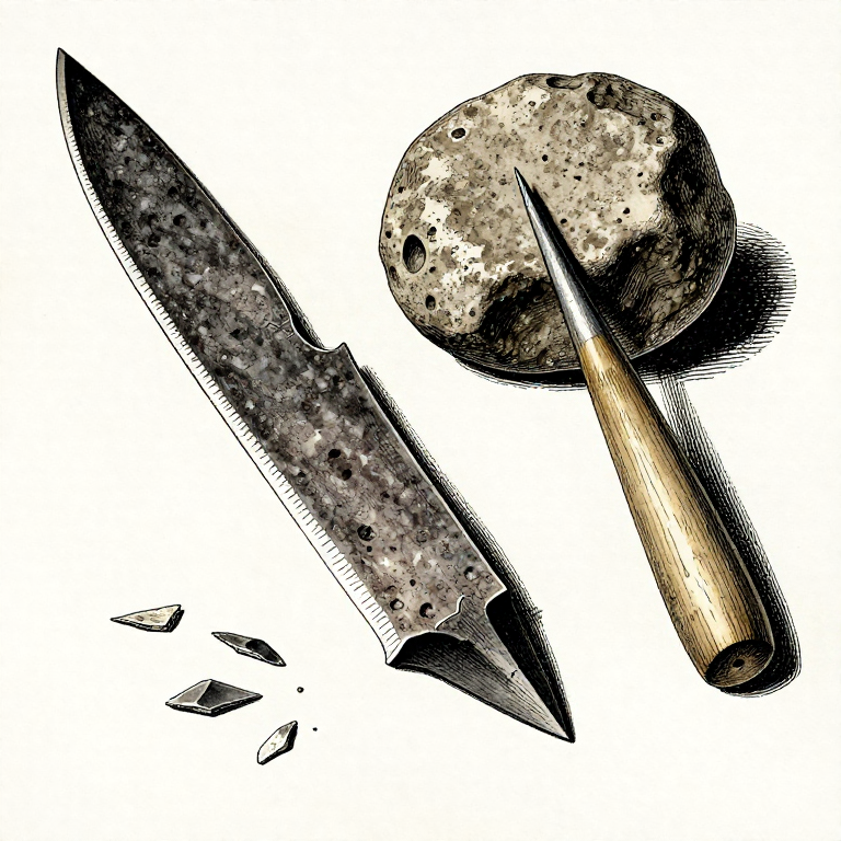 Knapping a Flint Knife — Stone Age Cutting Tool